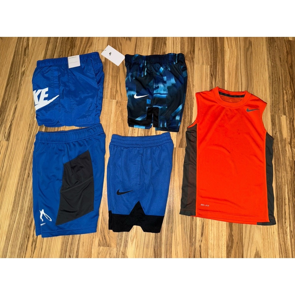 Nike Shorts Athletic Dri-fit Kids Boys Size XS Lot Blue‎ White NWT Swingman